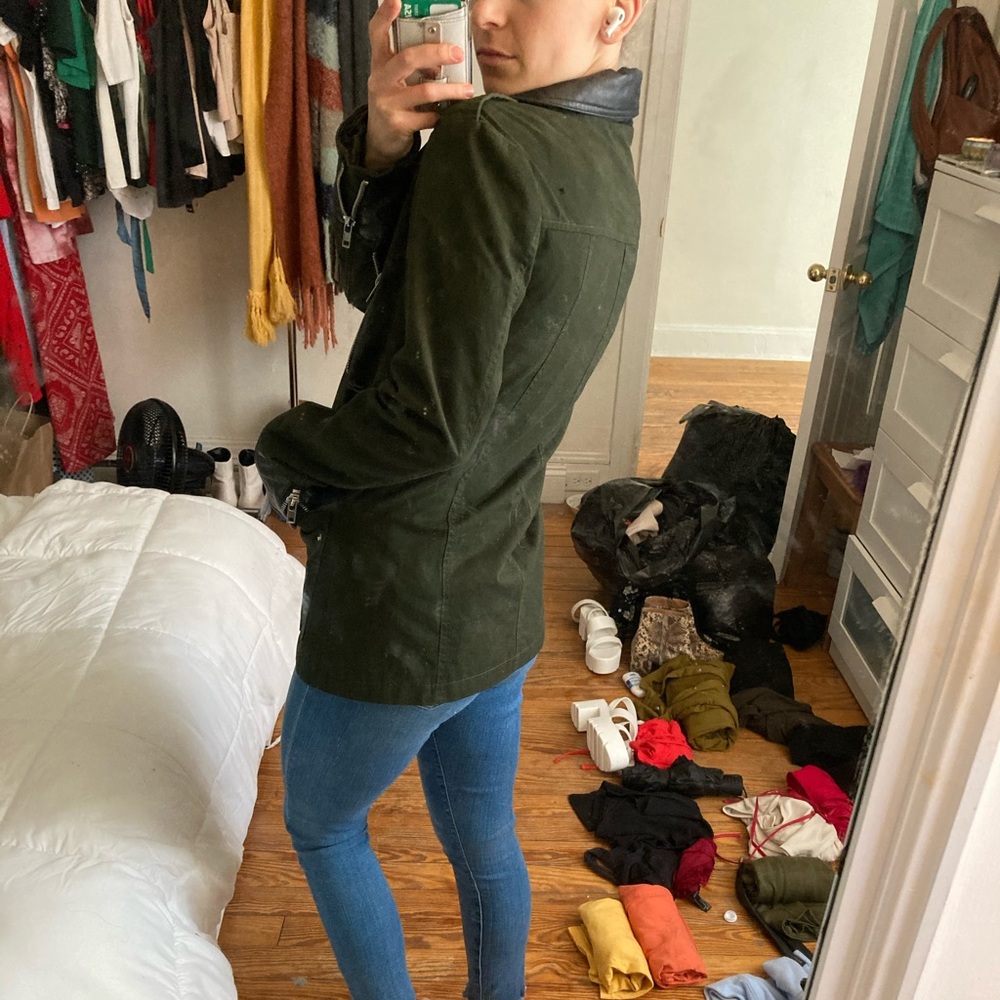 La Hearts Green Partial Leather Jacket - image 3